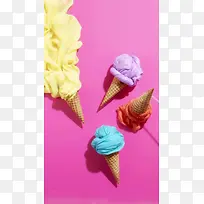 彩色布匹冰淇淋海报背景
