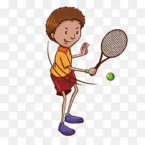 矢量卡通小孩网球运动插画