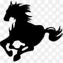 黑色高清创意扁平风格动物奔腾的马