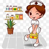 创意扁平卡通风格预防疾病护士