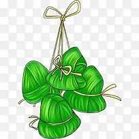 绿色艺术手绘粽子创意端午节