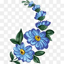 手绘蓝色花卉欧式展板
