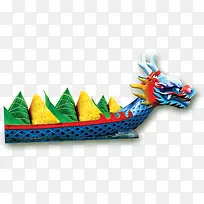 端午龙舟蓝色龙舟粽子