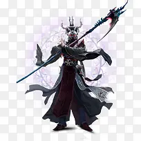 紫色光效黑色武器人物