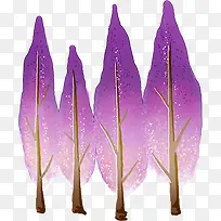 手绘紫色树木卡片