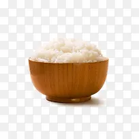 木碗中的白米饭