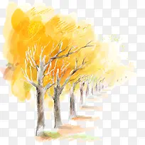 黄色创意树木场景