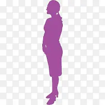紫色女士人物剪影