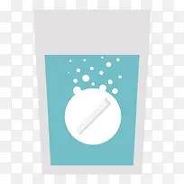 矢量泡在水杯里的白色药片素材