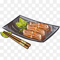 手绘鱼片食品插画