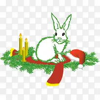 矢量手绘圣诞兔