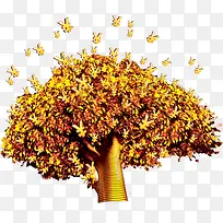 高清创意黄色质感树木
