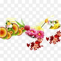 彩色手绘花朵植物装饰贺卡