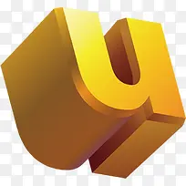 黄色渐变立体字母u