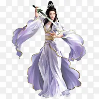 卡通持剑美女