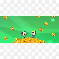 金融理财金币飞背景banner