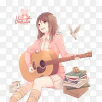 演奏吉他女孩可爱