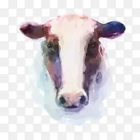牛的水粉画头像矢量素材