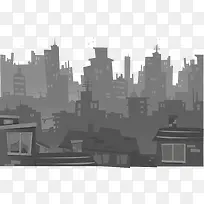 矢量手绘灰色城市