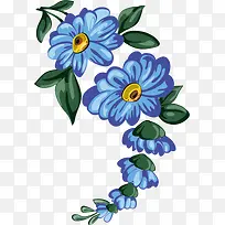 手绘蓝色花卉欧式海报