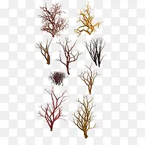 褐色简约枯树装饰图案