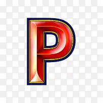红色立体字母p
