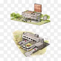 水彩建筑