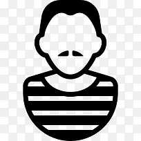 男人的胡子和脱光上衣图标