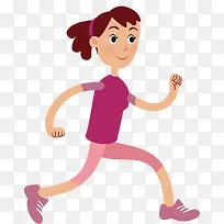 奔跑运动女孩插画