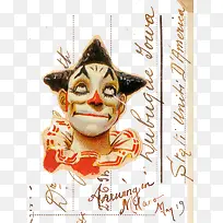 手绘小丑明信片设计