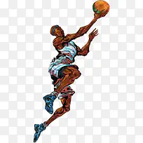 手绘篮球运动员海报