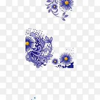 蓝色花卉底纹