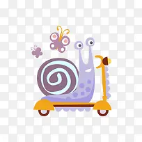 可爱卡通蜗牛骑脚踏车