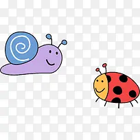 卡通蜗牛瓢虫
