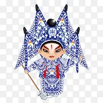 蓝衣卡通将军京剧q版