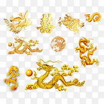 金色各式各样的龙