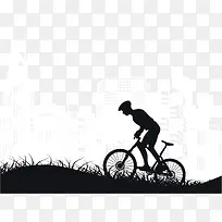 男子自行车剪影海报