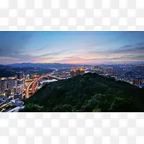 夜晚城市风景景观图