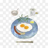 美食煎蛋水彩画