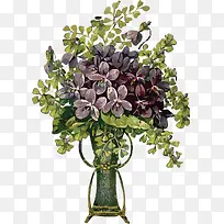 手绘紫罗兰花朵植物