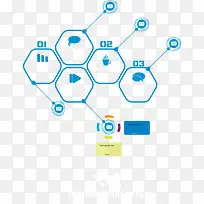 矢量蓝色六边形图表