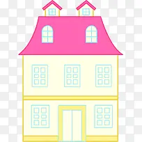 手绘粉色可爱漫画房屋