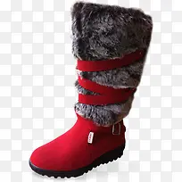 冬日毛靴保暖时尚红色