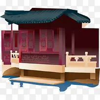 矢量手绘红色建筑