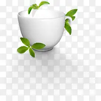 白色茶杯绿色叶子