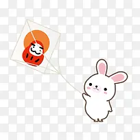 可爱小白兔放风筝