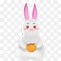 卡通白兔月饼图片