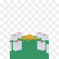 金币钞票装饰