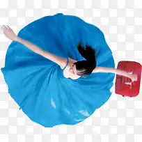 蓝色效果海报设计跳舞女孩