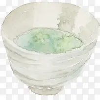 创意水彩合成白色的瓷碗